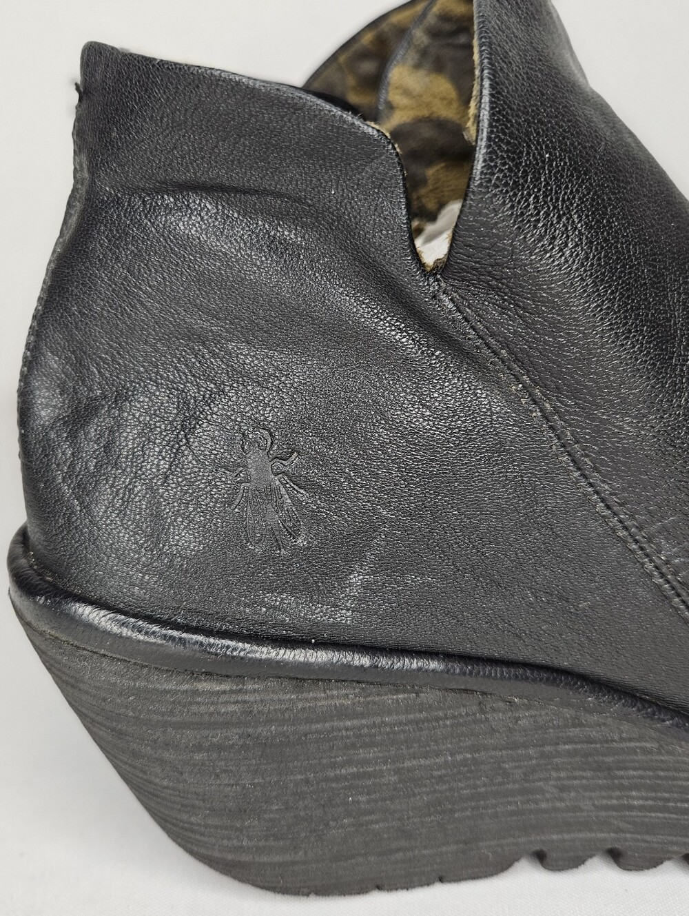 Fly London Black Leather Wedge Ankle Boots - Picture 4 of 11